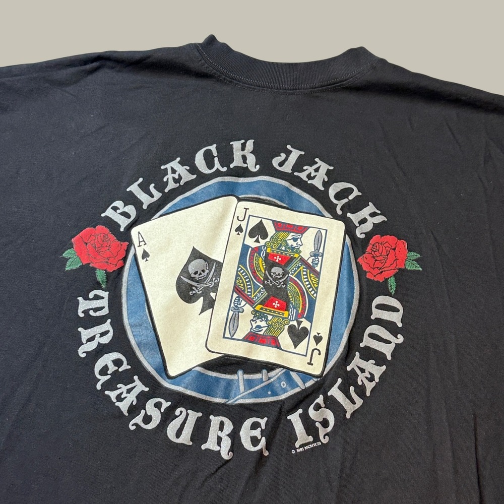 Vintage Factory Artwear T-Shirt Mens XL Black Jack Casino 1993 Treasure Island